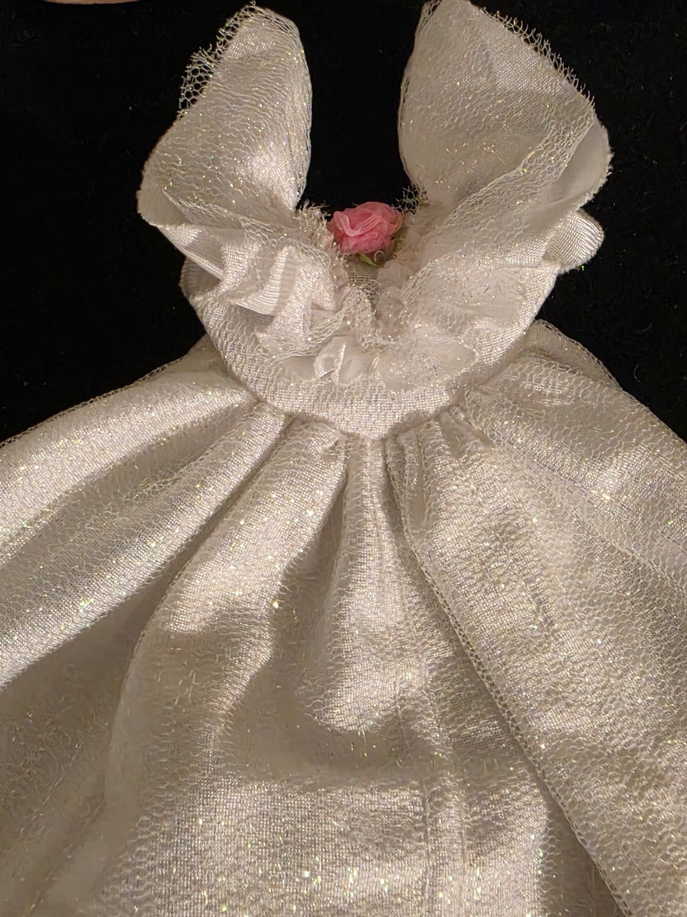 Barbie Sparkling White Evening Gown with Pink Rose Skipper Homecoming Dress
